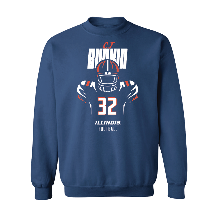 Navy Illinois Silhouette Crew - CJ Bufkin #32 Youth Small