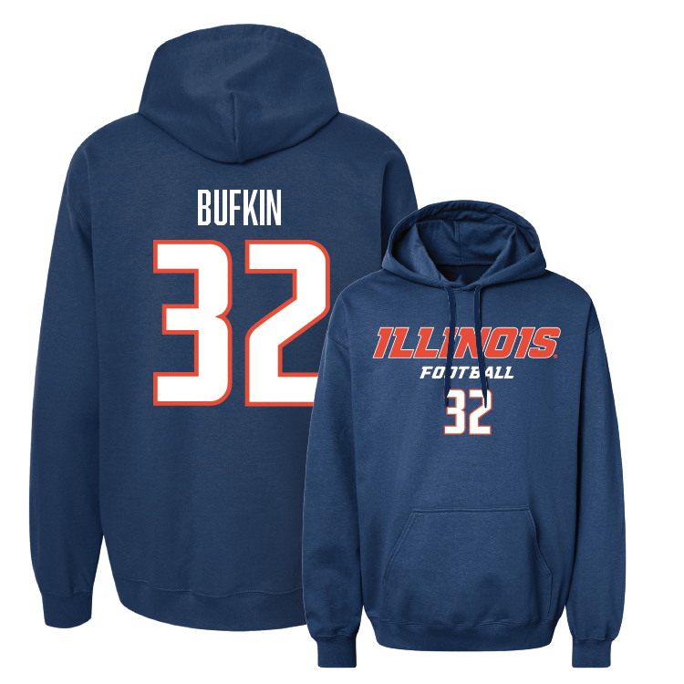 Navy Illinois Classic Hoodie - CJ Bufkin #32 Youth Small