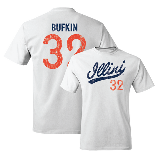 White Script Comfort Colors Tee - CJ Bufkin #32 Youth Small