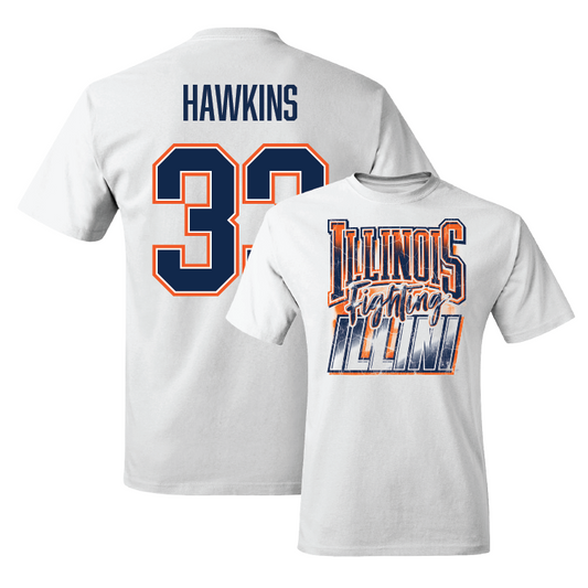 White Illinois Graphic Comfort Colors Tee - Coleman Hawkins #33 Youth Small
