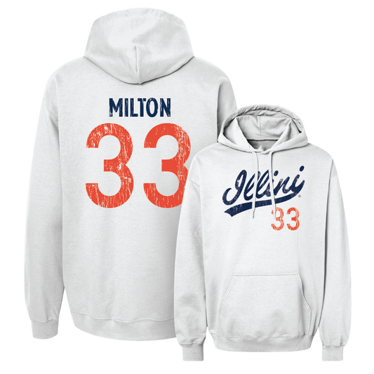 White Script Hoodie - Connor Milton #33 Youth Small