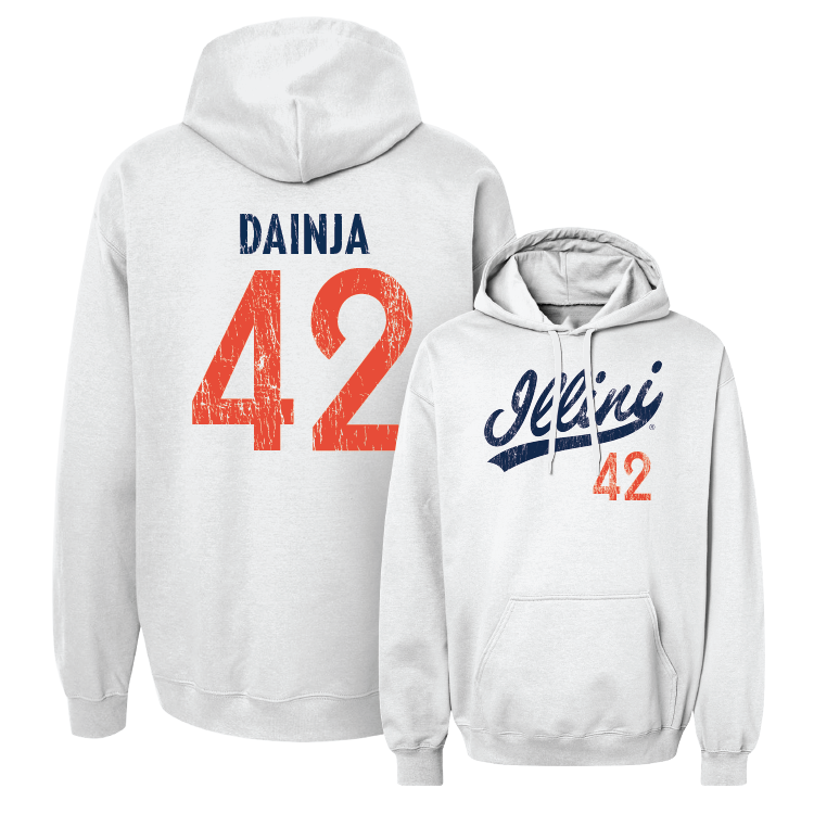 White Script Hoodie - Dain Dainja #42 Youth Small