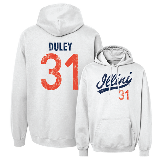 White Script Hoodie - Declan Duley #31 Youth Small
