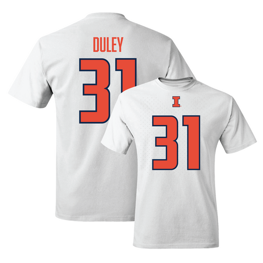 White Illinois Player Tee - Declan Duley #31 Youth Small