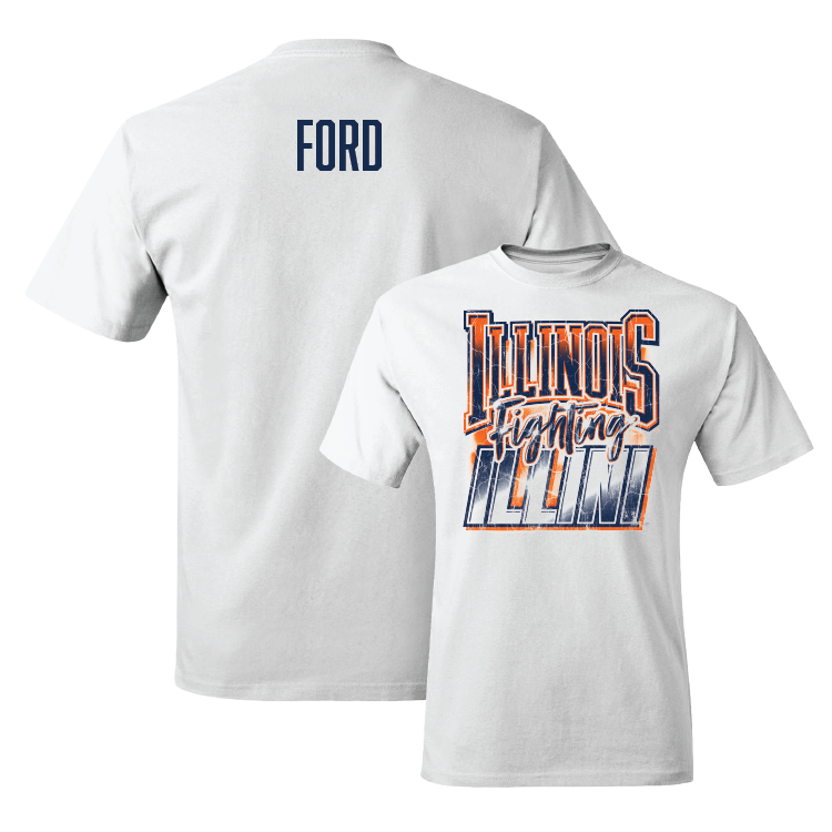 White Illinois Graphic Comfort Colors Tee - DeVontae Ford Youth Small