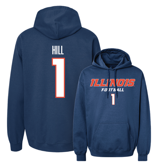 Navy Illinois Classic Hoodie - Demetrius Hill #1 Youth Small