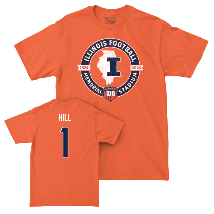 Illinois Football 100th Anniversary Orange Tradition Tee - Demetrius Hill | #1 Small