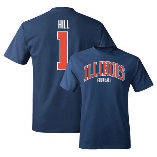 Navy Illinois Arch Tee - Demetrius Hill #1 Youth Small