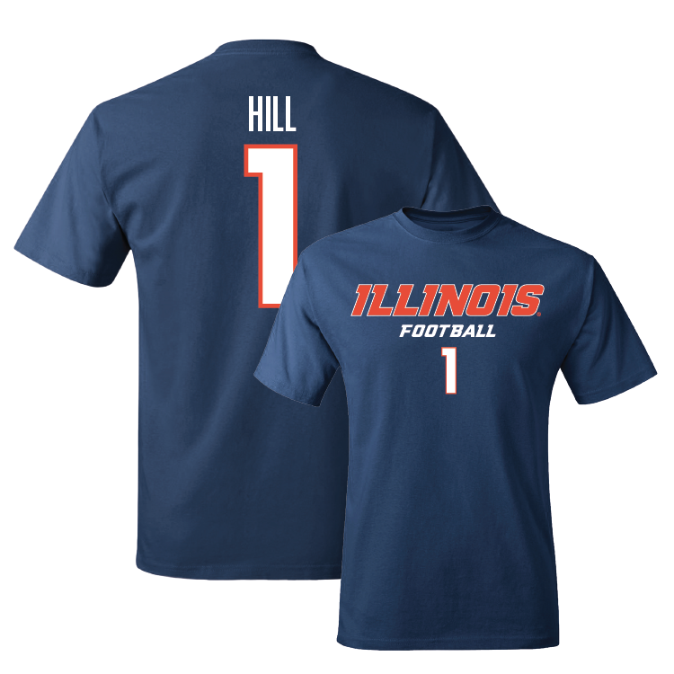 Navy Illinois Classic Tee - Demetrius Hill #1 Youth Small