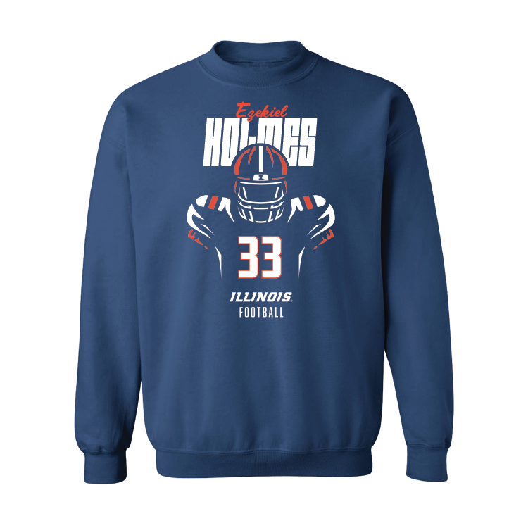 Navy Illinois Silhouette Crew - Ezekiel Holmes #33 Youth Small