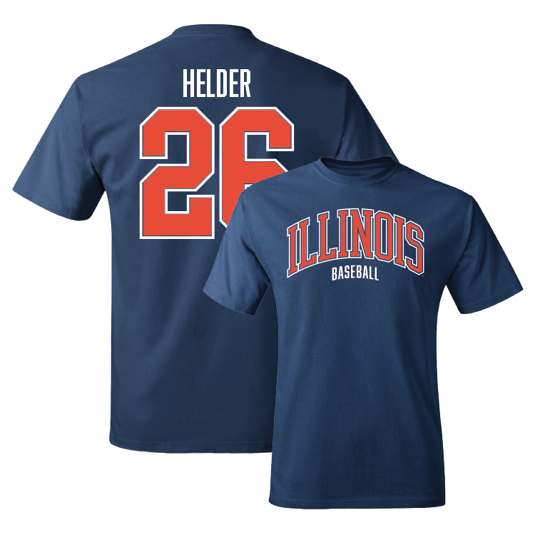 Navy Illinois Arch Tee - Gabriel Helder #26 Youth Small