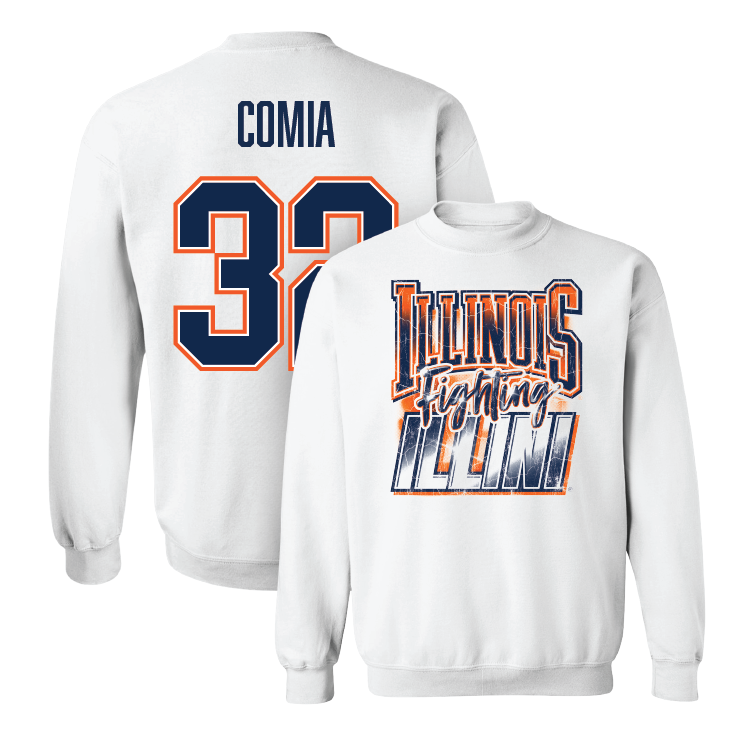 White Illinois Graphic Crew - Jayden Comia #32 Youth Small