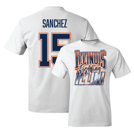White Illinois Graphic Comfort Colors Tee - Julius Sanchez #15 Youth Small