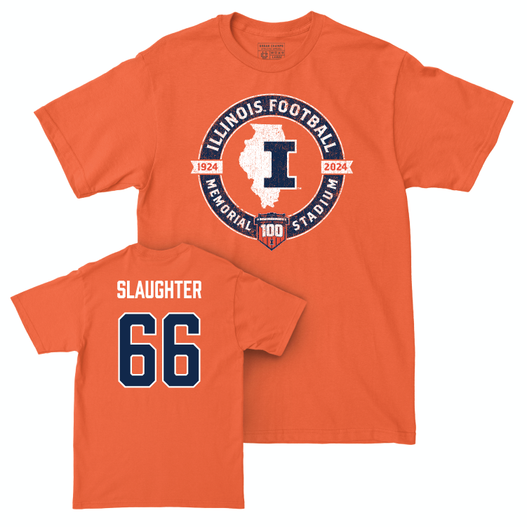 Illinois Football 100th Anniversary Orange Tradition Tee - Jordyn Slaughter | #66 Small