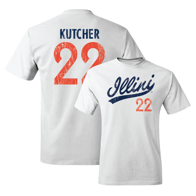 White Script Comfort Colors Tee - Keaton Kutcher #22 Youth Small