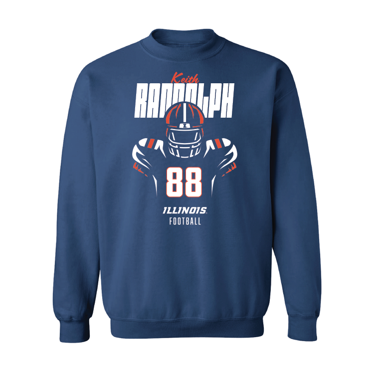 Navy Illinois Silhouette Crew - Keith Randolph #88 Youth Small