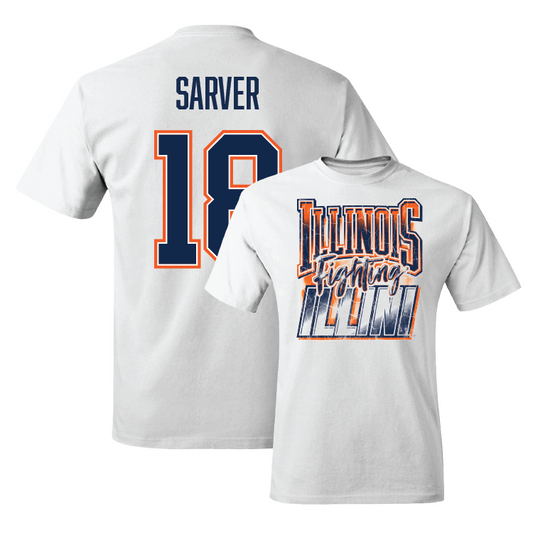 White Illinois Graphic Comfort Colors Tee - Kellen Sarver #18 Youth Small