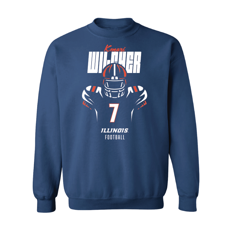 Navy Illinois Silhouette Crew - Kenari Wilcher #7 Youth Small