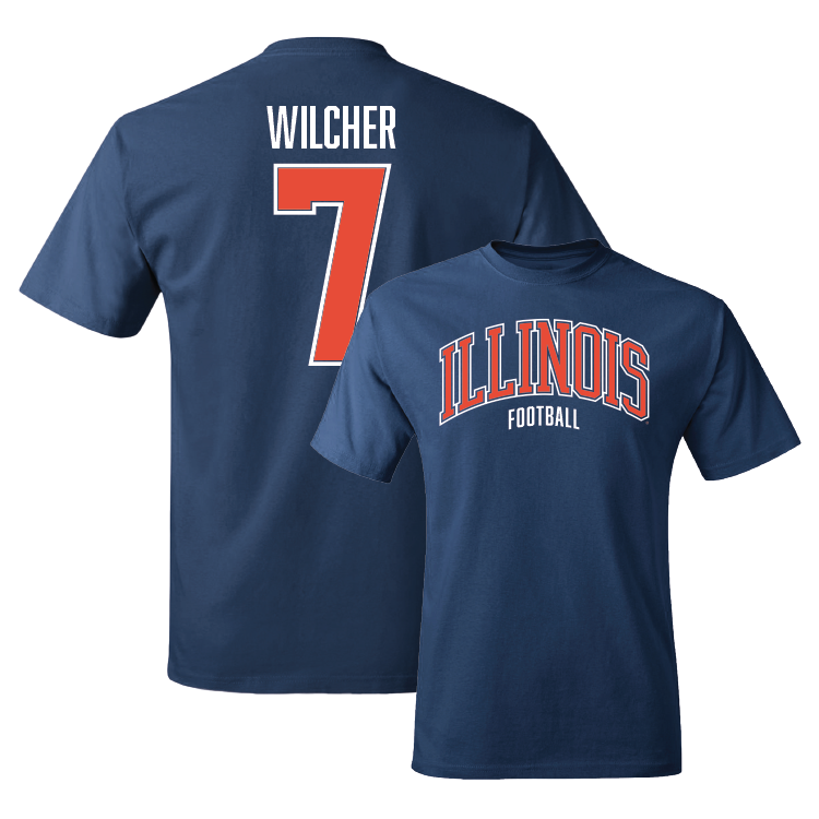 Navy Illinois Arch Tee - Kenari Wilcher #7 Youth Small