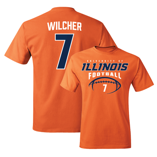 Orange Illinois Football Tee - Kenari Wilcher #7 Youth Small