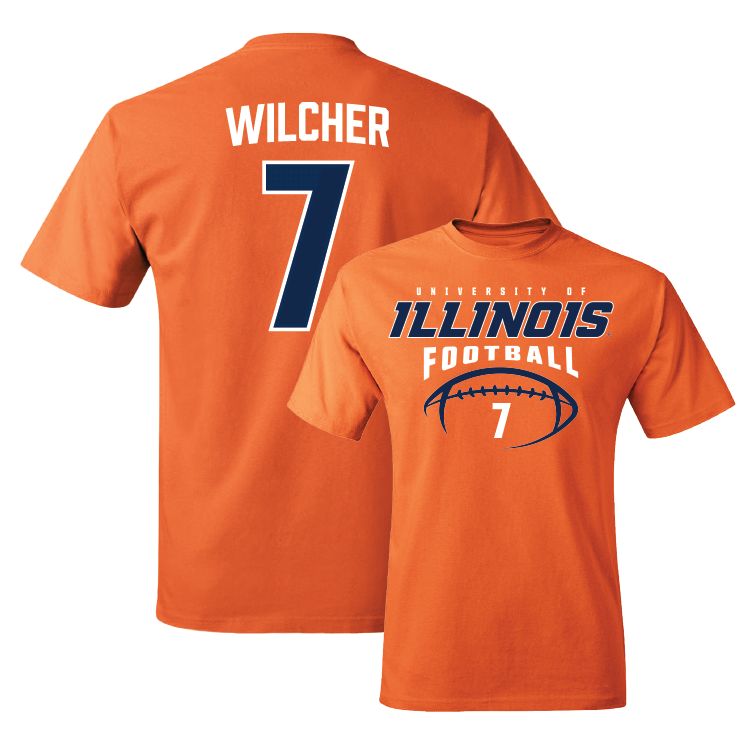 Orange Illinois Football Tee - Kenari Wilcher #7 Youth Small