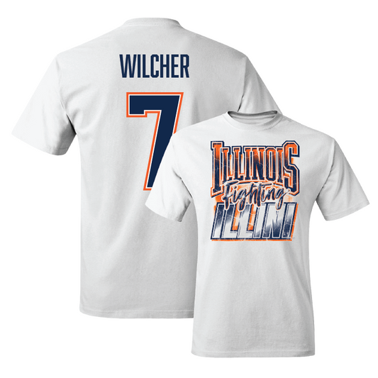 White Illinois Graphic Comfort Colors Tee - Kenari Wilcher #7 Youth Small