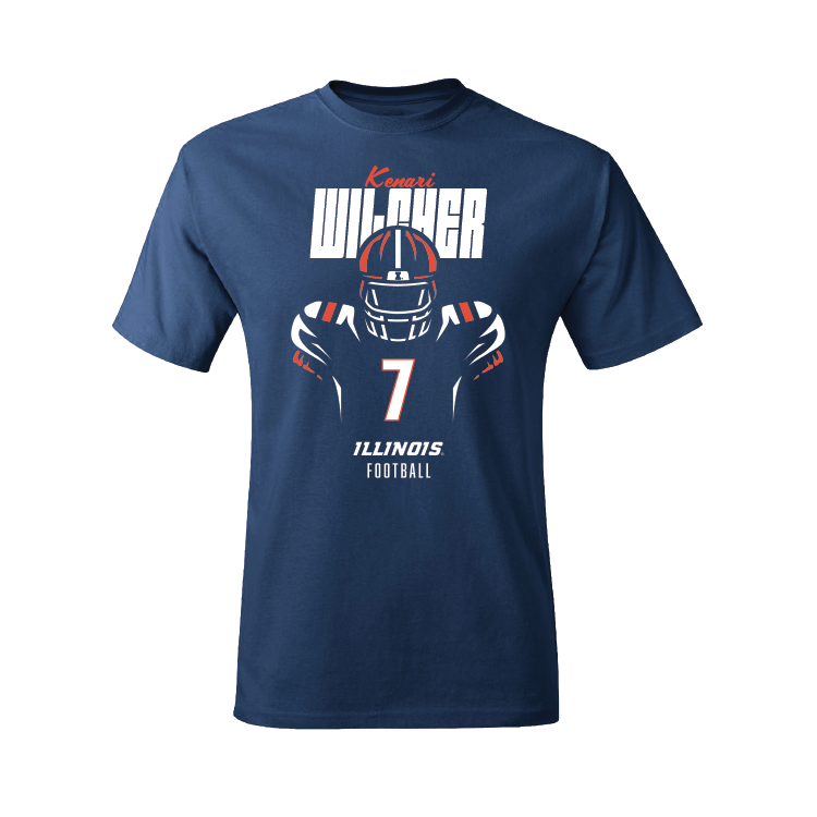 Navy Illinois Silhouette Tee - Kenari Wilcher #7 Youth Small