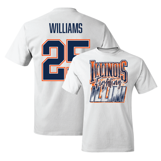 White Illinois Graphic Comfort Colors Tee - Max Williams #25 Youth Small