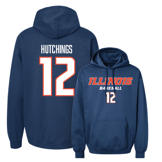 Navy Illinois Classic Hoodie - Payton Hutchings #12 Youth Small