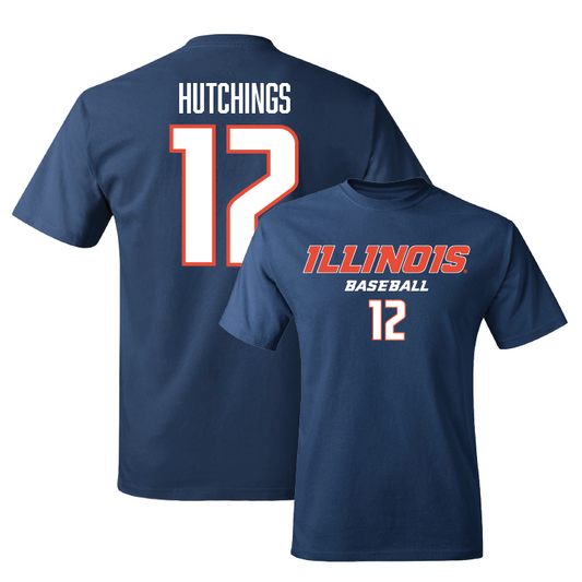 Navy Illinois Classic Tee - Payton Hutchings #12 Youth Small
