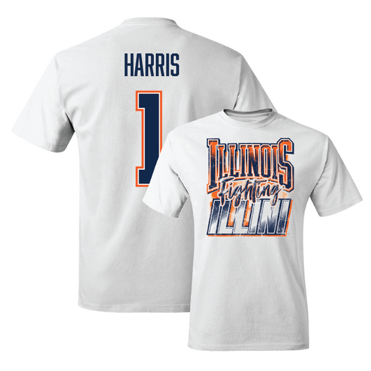 White Illinois Graphic Comfort Colors Tee - Sencire Harris #1 Youth Small