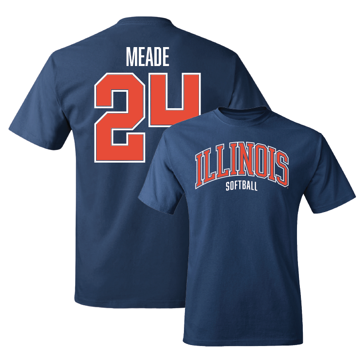 Navy Illinois Arch Tee - Stevie Meade #24 Youth Small