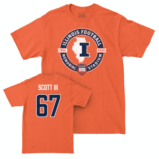 Illinois Football 100th Anniversary Orange Tradition Tee - Steven Scott III | #67 Small