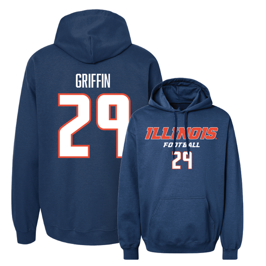 Navy Illinois Classic Hoodie - Timothy Griffin Jr.  #29 Youth Small