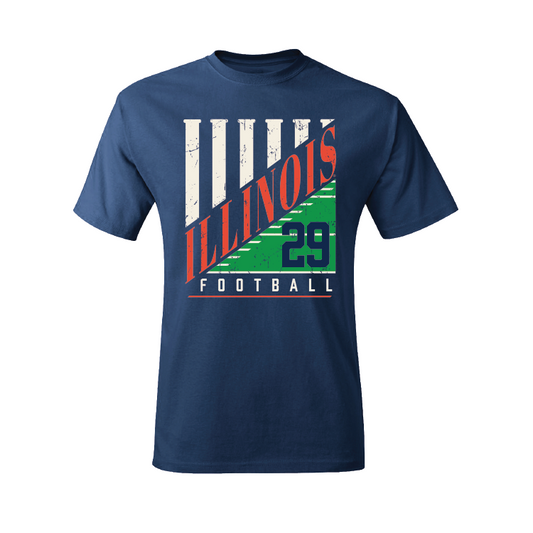 Navy Illinois Columns Tee - Timothy Griffin Jr.  #29 Youth Small