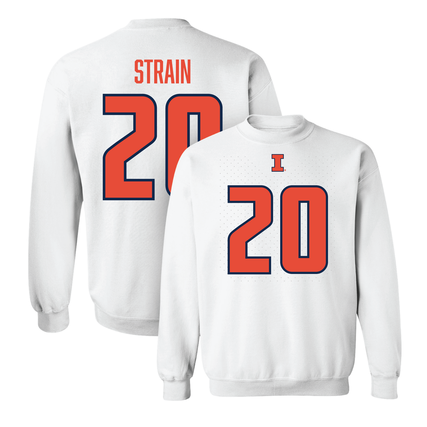 White Illinois Player Crew - Tyler Strain #20 Youth Small