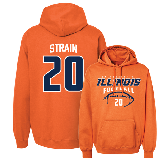 Orange Illinois Football Hoodie - Tyler Strain #20 Youth Small