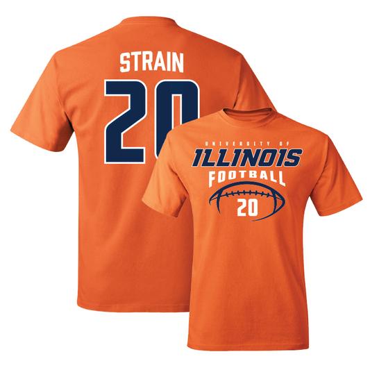 Orange Illinois Football Tee - Tyler Strain #20 Youth Small