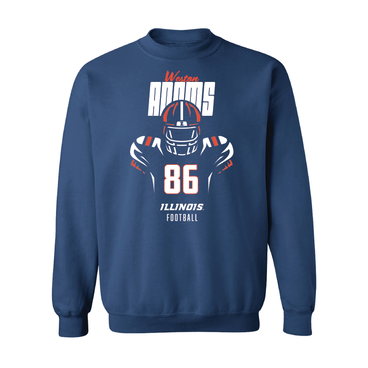 Navy Illinois Silhouette Crew - Weston Adams #86 Youth Small