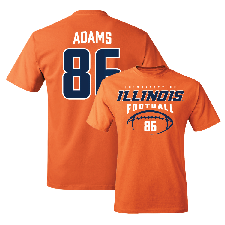 Orange Illinois Football Tee - Weston Adams #86 Youth Small