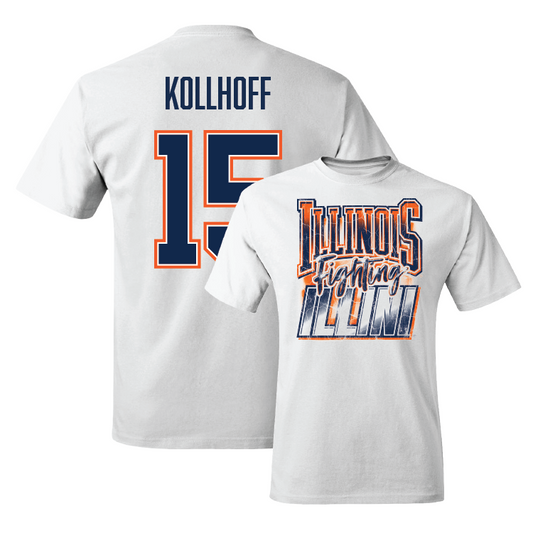 White Illinois Graphic Comfort Colors Tee - Zoey Kollhoff #15 Youth Small