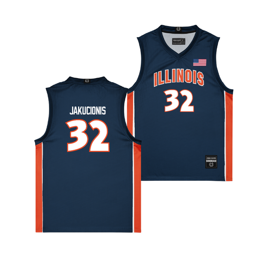 Illinois Men's Basketball Navy Jersey - Kasparas Jakucionis