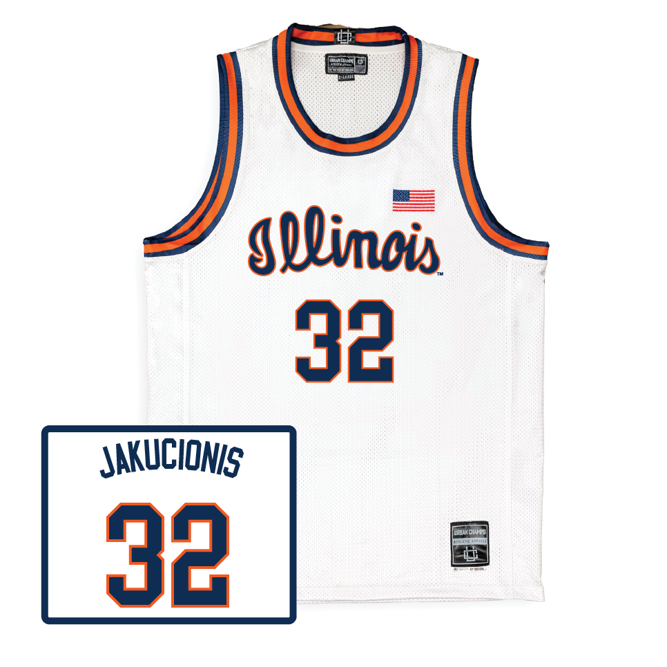 Men's Basketball White Script Jersey  - Kasparas Jakucionis