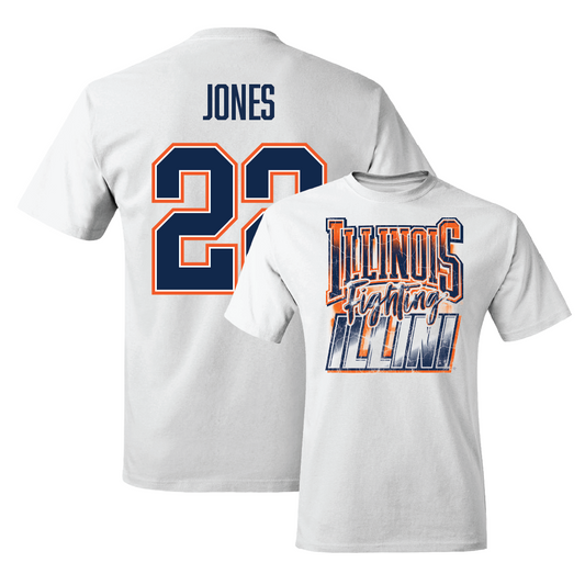 White Illinois Football Graphic Comfort Colors Tee    - Robert Jones