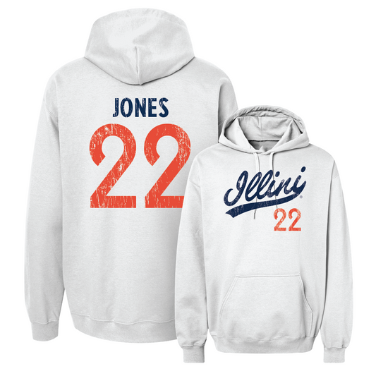 White Illinois Football Script Hoodie    - Robert Jones