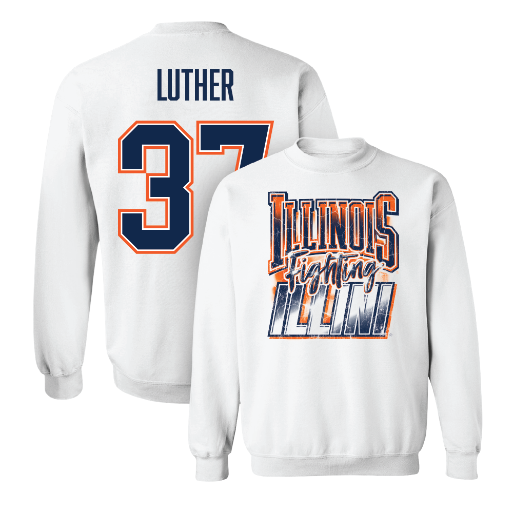 White Illinois Graphic Crew    - Sage Luther