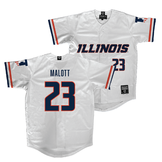 Illinois White Softball Jersey - Sydney Malott #23