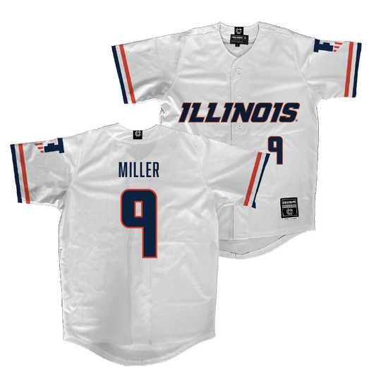 Illinois White Softball Jersey - Alaina Miller #9