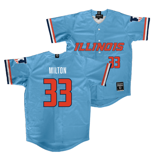 Illinois Light Blue Baseball Jersey - Connor Milton #33