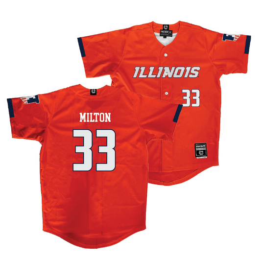 Illinois Orange Baseball Jersey - Connor Milton #33